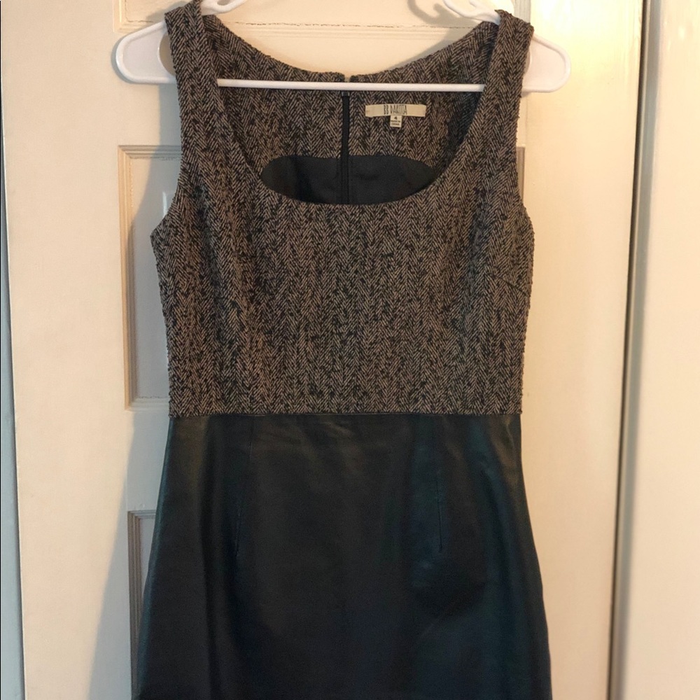 Size 4 BB Dakota tweed and leather dress